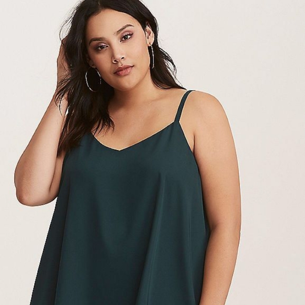 Torrid | Deep Teal Cami  | Size 1X (14–16) | Flowy | Curved Hem | Thin Straps